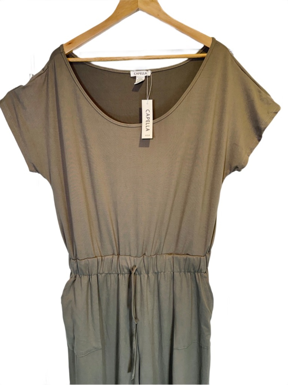NWT Capella Plus Size Jumpsuit 1X Short Sleeve Elastic Waist Drawstring Pockets